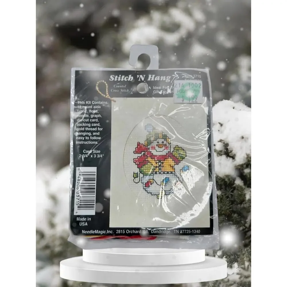 Stitch N Hang Ornament Cross Stitch Kit Snowman Design - Picture 1 of 4